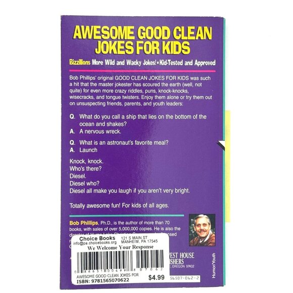 Awesome Good Clean Jokes Kids, Paperback by Bob Phillips/ISBN 9781565070622 - Picture 2 of 8